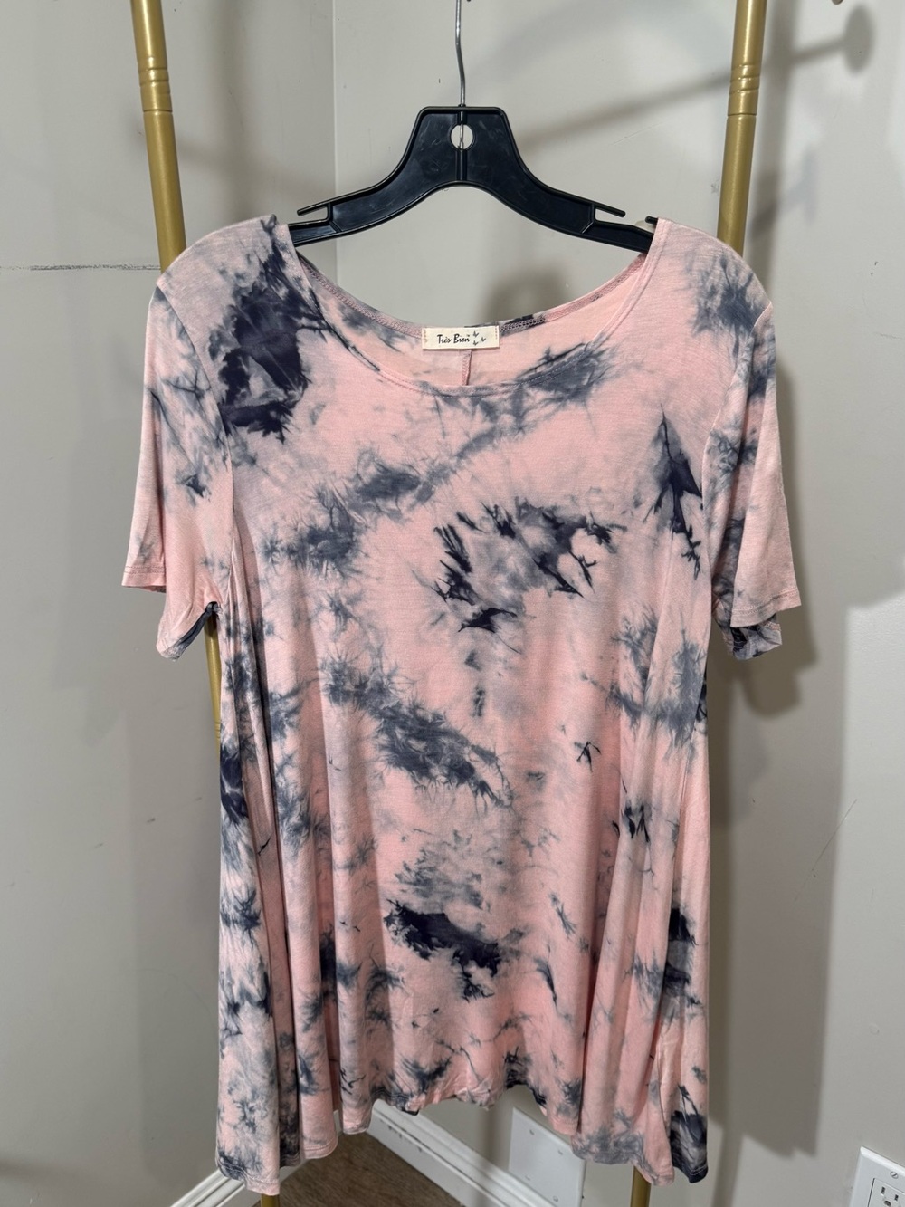 Tie Dye Pink & Black Short Sleeve Tunic